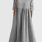 【S-5XL】👗Rochie din bumbac cu decolteu rotund și buzunare-10