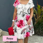 🌸 Rochie în cascadă cu imprimare florală în mai multe plante