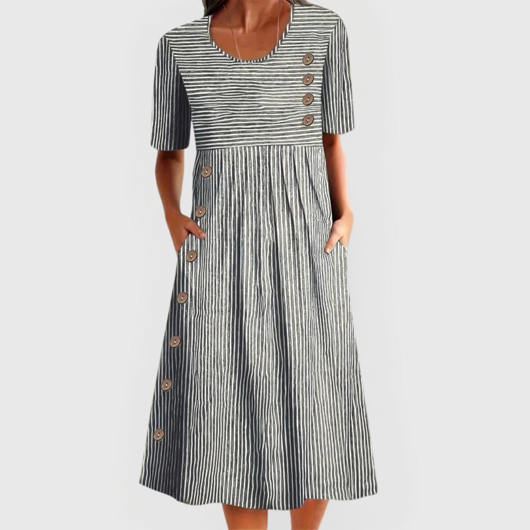 🎉🛍️Ofertă specială: 50% reducere💃Rochie midi cu dungi, un model atemporal-4