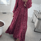 Ofertă specială de astăzi 49% reducere-💃Rochie lungă pentru femei, cu talie smocată, din rayon floral, căptușită-6