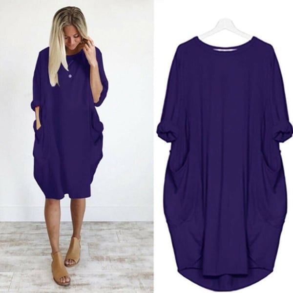 Vânzare fierbinte💝 Rochie casual cu mâneci lungi și buzunare largi pentru femei-2