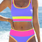 🔥🎁Noutate: 50 % REDUCERE🔥🌼 Set de bikini sportiv din nylon în trei piese, cu blocuri de culori – talie înaltă cu efect de slăbire a abdomenului 👙-9