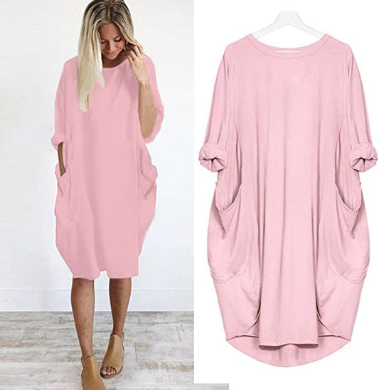 Vânzare fierbinte💝 Rochie casual cu mâneci lungi și buzunare largi pentru femei