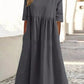 【S-5XL】👗Rochie din bumbac cu decolteu rotund și buzunare-4
