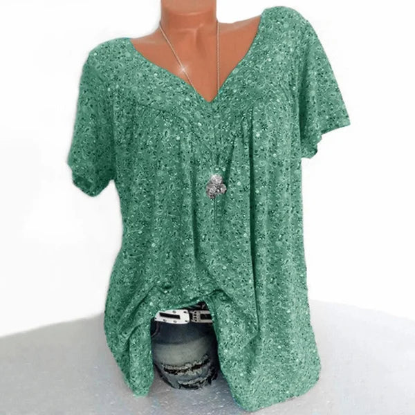 👕 50% REDUCERE ACUM! 🌸 Bluză cu mâneci scurte și imprimeu de primăvară – țesătură ușoară, imprimeuri vibrante și croială casual 👚-8