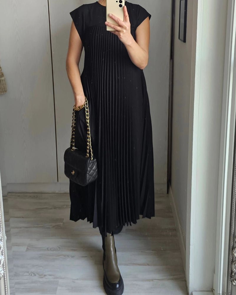 ✨💕【M-3XL】Rochie plisată pentru femei în culoare solidă👗-5