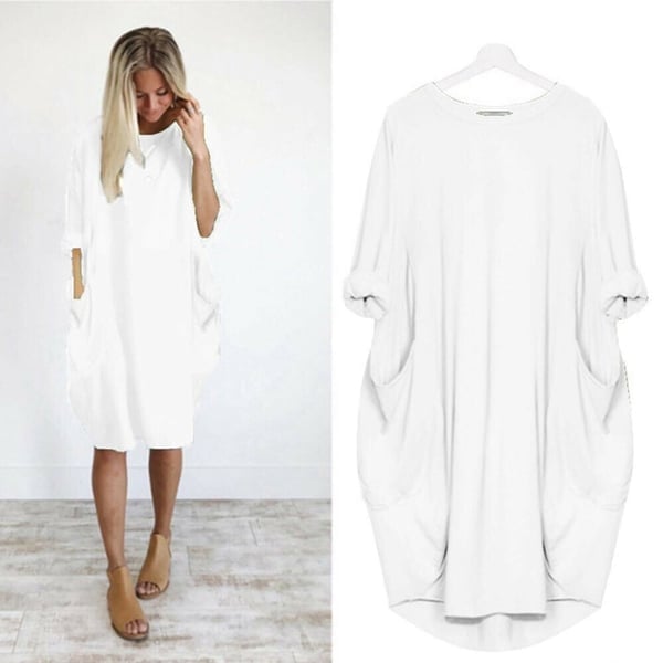 Vânzare fierbinte💝 Rochie casual cu mâneci lungi și buzunare largi pentru femei-1