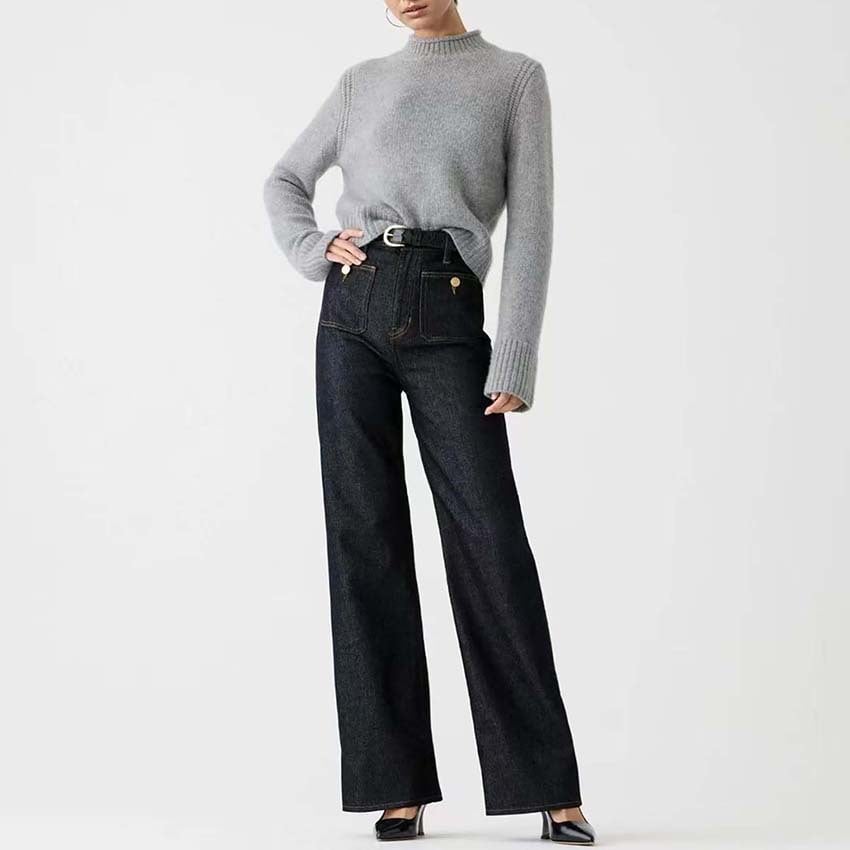 🔥50% REDUCERE⏰👖Pantaloni largi în stil marinar, cu efect de modelare a taliei-6