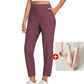 Pantaloni cu talie înaltă și buzunare cu fermoar – model care modelează abdomenul și material elastic, respirabil