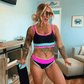 🔥🎁Noutate: 50 % REDUCERE🔥🌼 Set de bikini sportiv din nylon în trei piese, cu blocuri de culori – talie înaltă cu efect de slăbire a abdomenului 👙-1