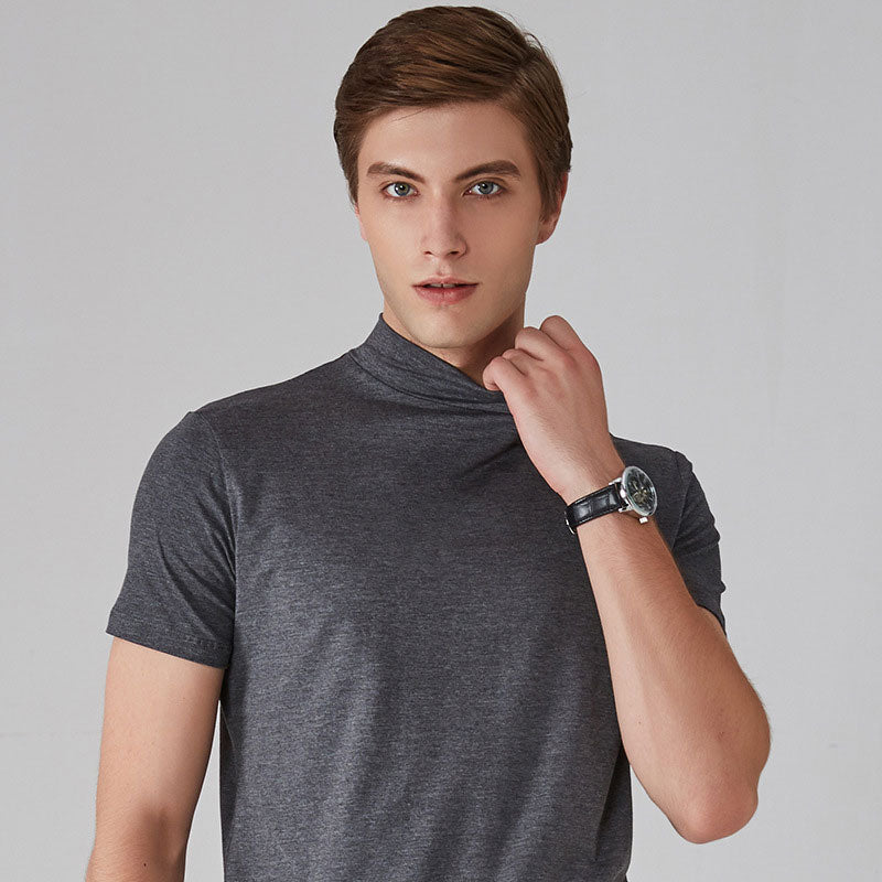 👕 🔝 Tricou slim cu guler ridicat pentru bărbați – Stil mulat, confortabil și modern 🎁-12