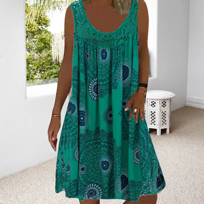 👗 【S-5XL】Femei de vară fără mâneci rochie imprimată de vară-7