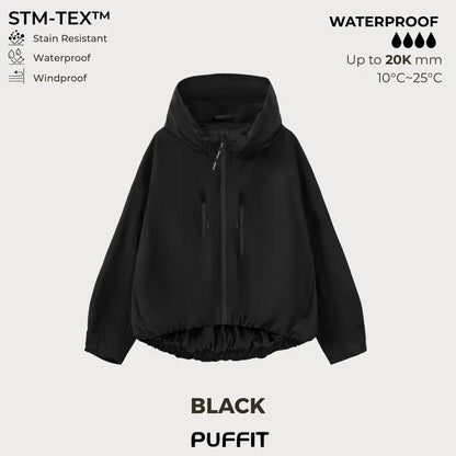 🧥Hanorac cu glugă largă💧Jachetă scurtă de ploaie, supradimensionată, cu tiv bule, manșete ajustabile