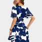 💃Rochie sexy cu mâneci cu volane, decolteu în V, florală, scurtă, tip wrap, cu buzunare