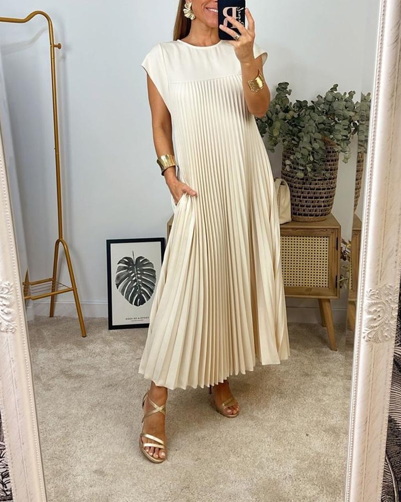 ✨💕【M-3XL】Rochie plisată pentru femei în culoare solidă👗-6
