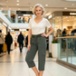 Pantaloni cargo 3/4 cu talie înaltă și șnur, culoare uni, pentru femei