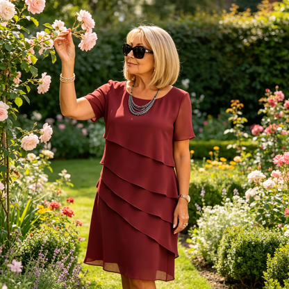 Rochie midi elegantă din șifon plisat