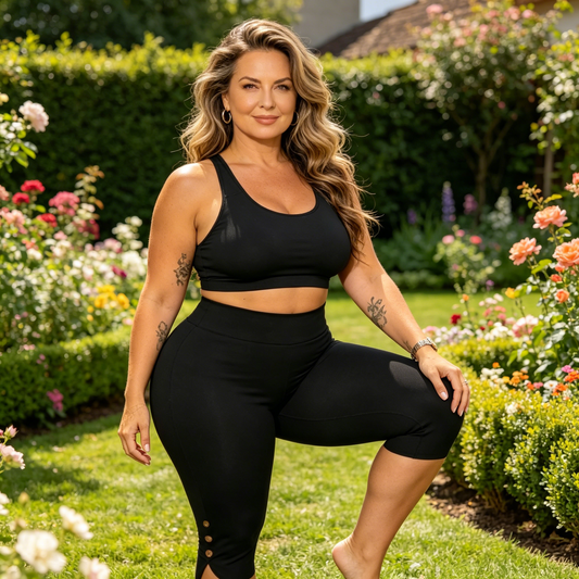 Pantaloni capri elastici cu efect de modelare a taliei – talie înaltă, elasticitate în 4 direcții, detalii elegante 🌼