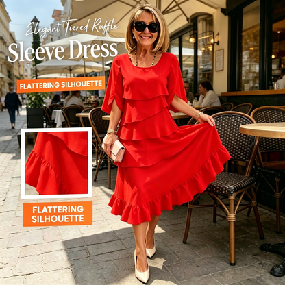 Rochie elegantă cu mâneci în valuri