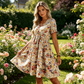 Rochie de vară pentru femei, cu imprimeu floral, decolteu în V și mâneci scurte