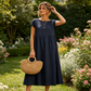 🌷Rochie din bumbac, într-o singură culoare, fără mâneci și cu buzunare