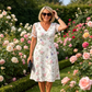 Rochie pentru femei cu imprimeu floral și mâneci din dantelă