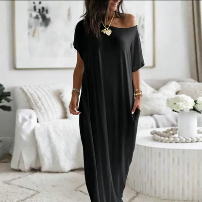 O rochie maxi ușoară, cu mâneci lungi și buzunare – perfectă pentru vară și călătorii 🌿
