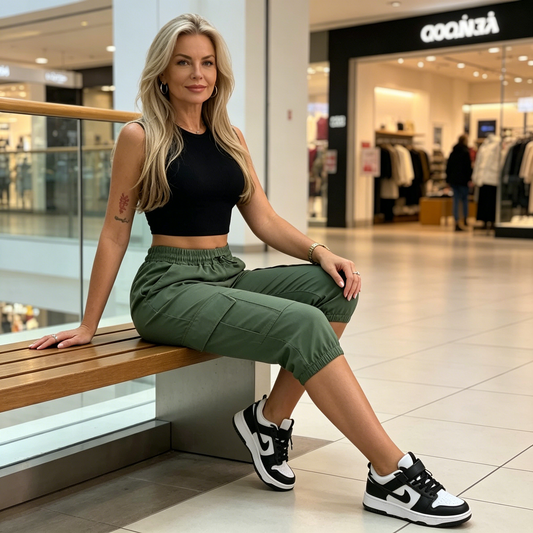 Pantaloni skinny scurți pentru femei, cu talie rulată și șnur