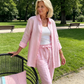 Bluză cu mânecă lungă din bumbac și lenjerie pentru femei și set de pantaloni