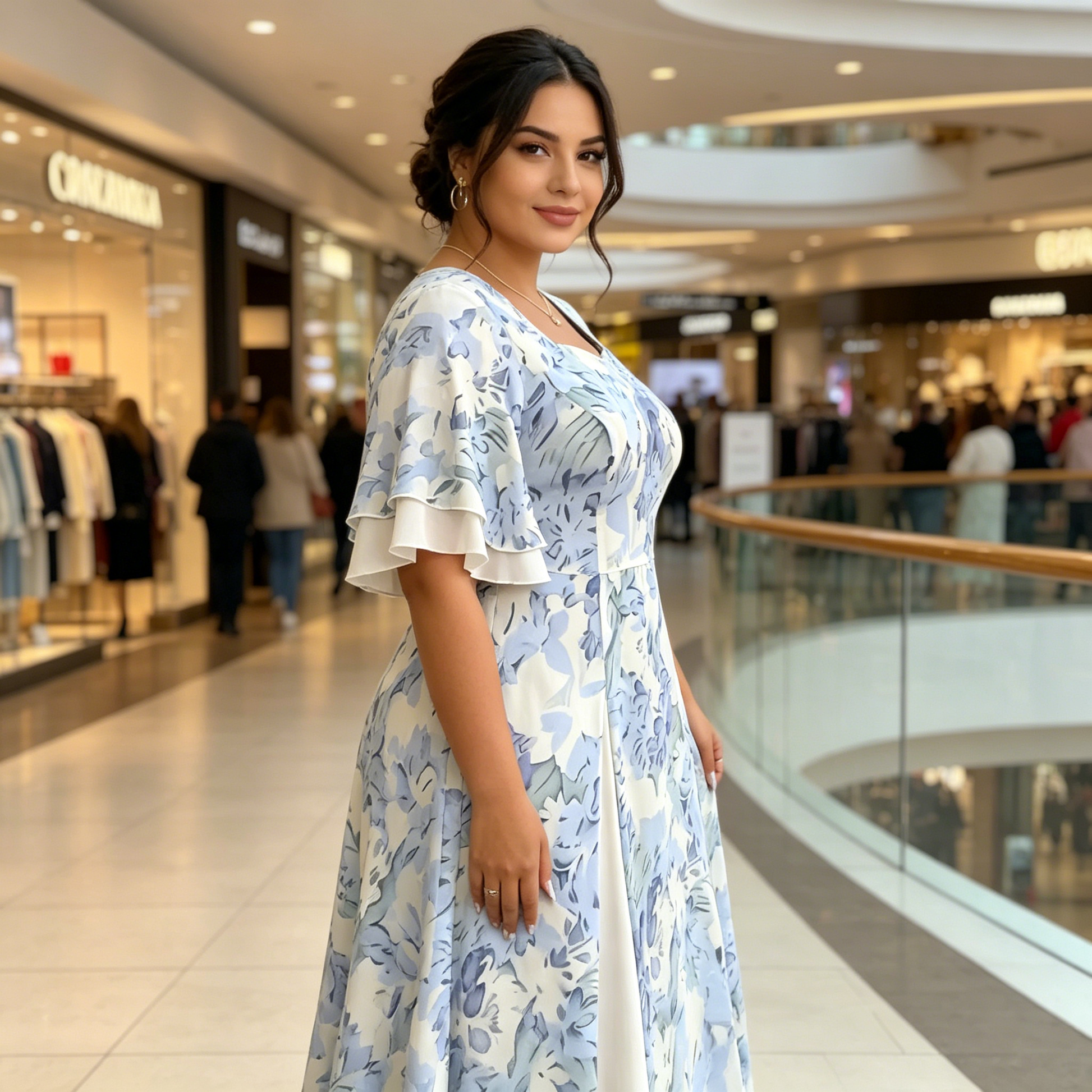 🌼👗Rochie cu mâneci fluturate și croi evazat, de un aspect eteric✨-12