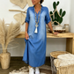 Rochie lungă din denim spălat, cu croială largă, pentru femei
