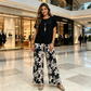 🏆HOT SALE 45% OFF🔥Women's Casual Floral Print Wide Leg Trousers and Short Sleeve Top Set