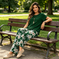🏆HOT SALE 45% OFF🔥Women's Casual Floral Print Wide Leg Trousers and Short Sleeve Top Set