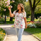 👚 Tricou lejer pentru femei, cu imprimeu floral și nasturi🌸