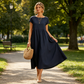 🌷Rochie din bumbac, într-o singură culoare, fără mâneci și cu buzunare