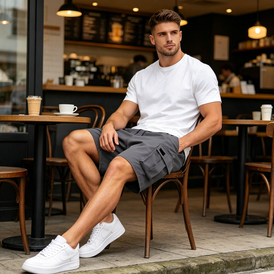 Pantaloni scurți cargo de vară cu croială lejeră pentru bărbați