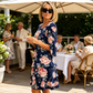 Rochie elegantă din șifon cu imprimeu floral și volane