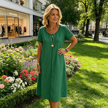 Rochie casual din bumbac și in pentru femei