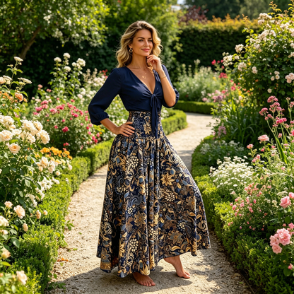 👗 Fustă florală cu talie înaltă pentru femei – ușoară, elegantă și versatilă 💐