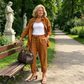 Bluză cu mânecă lungă din bumbac și lenjerie pentru femei și set de pantaloni