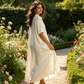 Rochie elegantă din bumbac și in, cu mâneci scurte și revere, pentru femei