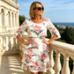 Rochie elegantă din șifon cu imprimeu floral și volane