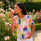 Tricou Henley pentru femei cu imprimeu abstract colorat