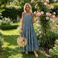 Rochie lungă fără mâneci cu imprimeu floral