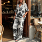 ✨ Set casual pentru femei, compus din bluză cu imprimeu și decolteu în V și pantaloni lungi  👚👖