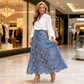 💝Reducere de 40%💝Fusta bodycon din denim pentru femei cu dantelă ajurată
