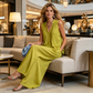 Set elegant de bluză fără mâneci și pantaloni, cu croială lejeră