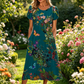 👗✨ ROCHIE ELEGANTĂ PENTRU FEMEI, CU DECOLTEU ROTUND ȘI IMPRIMAT