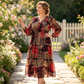 Rochie pentru femei cu imprimeu floral și decolteu în V, mărime mare