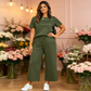 👕Tricou slim fit pentru femei – guler în V cu revere, material răcoros, culori uni 🌿